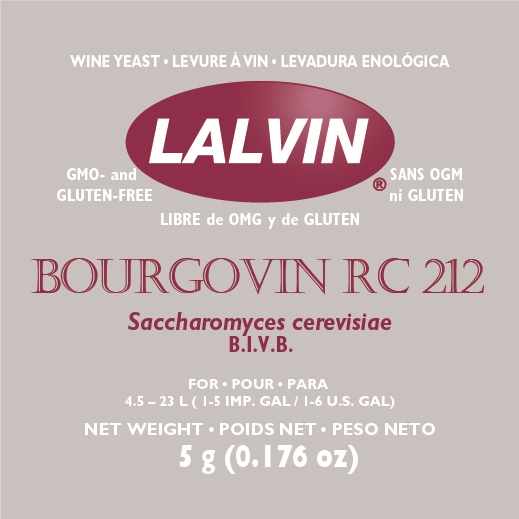 Lalvin BOURGOVIN/Rødvin RC 212 TIL 23 liter (5 gram)