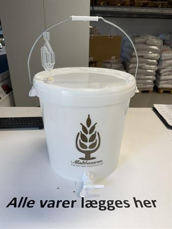 Gærspand - komplet m. gærlås og tappehane - 32 Liter max (Med liter inddeling til 25L og hank)