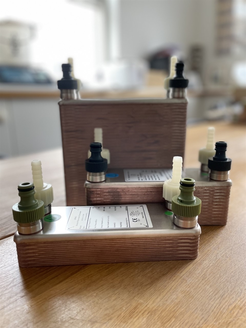 Pladekøler, 72 plader i rustfrit stål (Køl optil 120 liter)