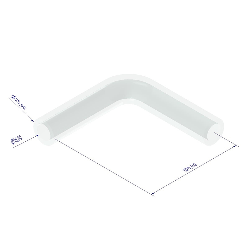 Brewtools Silicone elbow, 90°, 16x25mm, semi-clear
