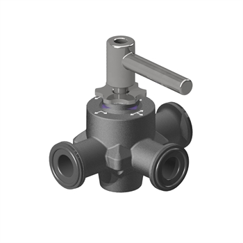 BT - CleanCore™ 3-way valve, TC34mm, POK DN15, V-core, 1 bar