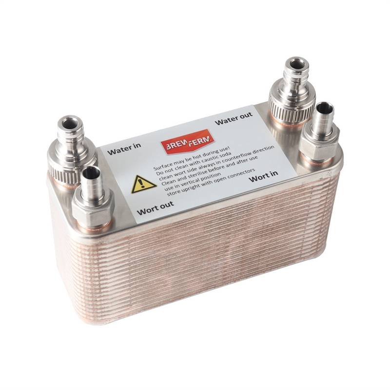 Pladekøler - 40 plader med koblinger i rustfrit stål (Køl op til 60 liter)