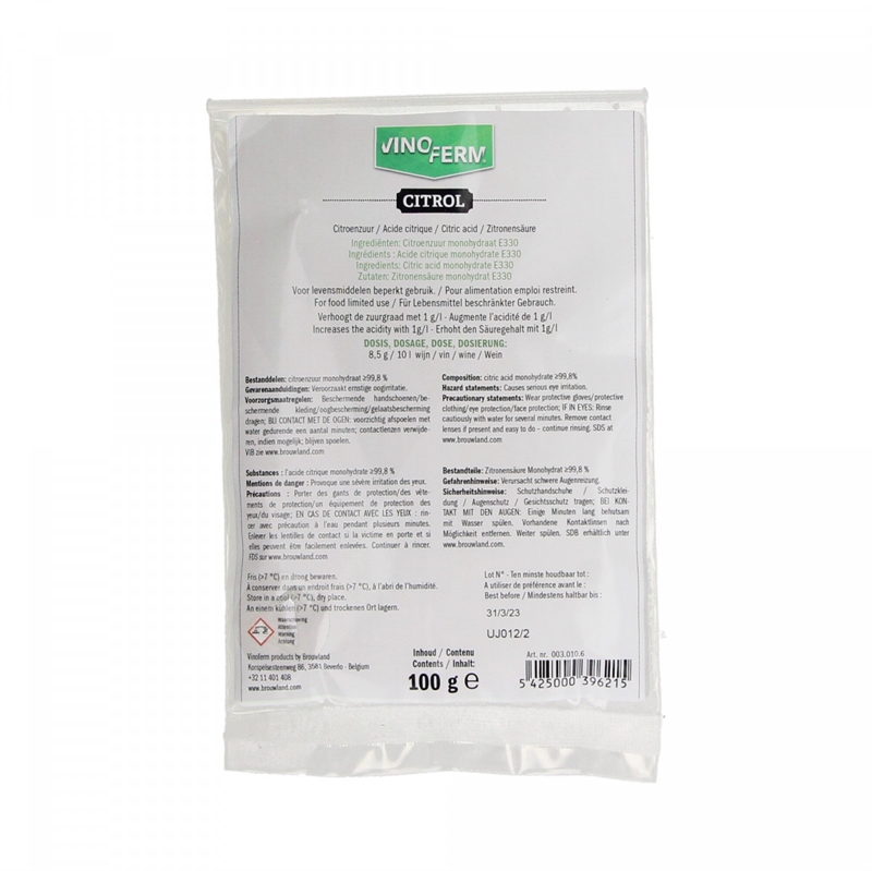 Citrol (Citronsyre/Citric Acid) - 100 g