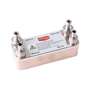 Pladekøler - 20 plader med koblinger i rustfrit stål (Køl op til 30 liter)